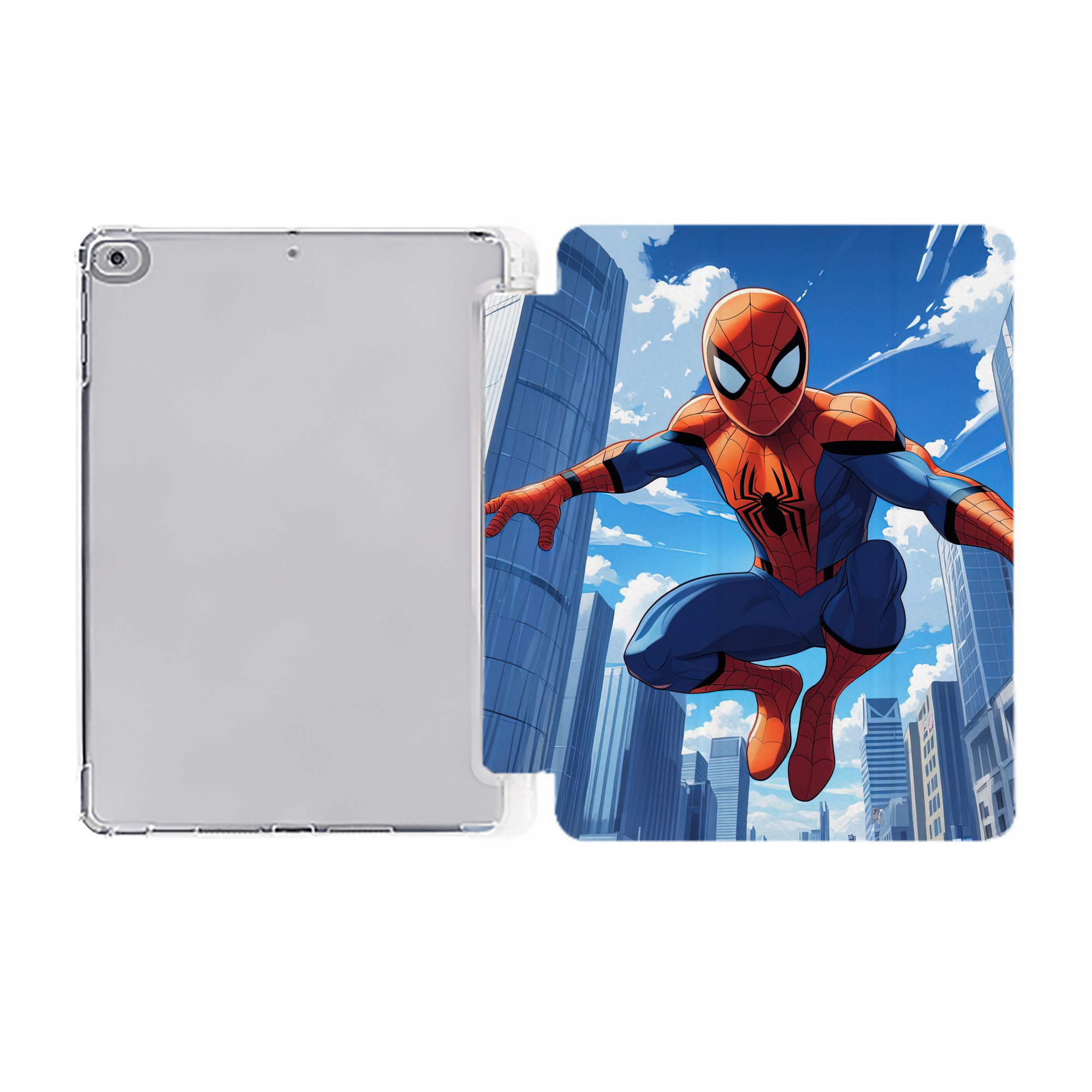 （画像用） Spider Man スパイダーマン IPad ケース ペン収納付き 三つ折りスタンド PUレザー×シリコン 対応機種9.5/10.5/10.9インチ